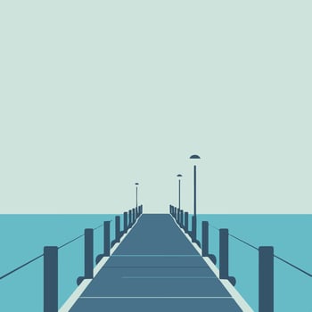 a long pier extending into a calm sea vector