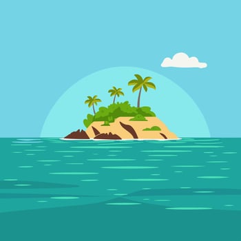 island surrounded by crystal-clear waters vector