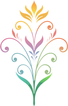 Vibrant Wildflower Tendrils on Damask Pattern Clipart. AI-generated. png