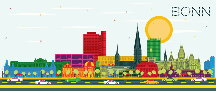 Bonn Germany City Skyline with Color Buildings and Blue Sky. Business Travel and Concept with Historic Architecture. Bonn Cityscape with Landmarks. vector