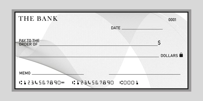 blank bank cheque, check voucher template vector