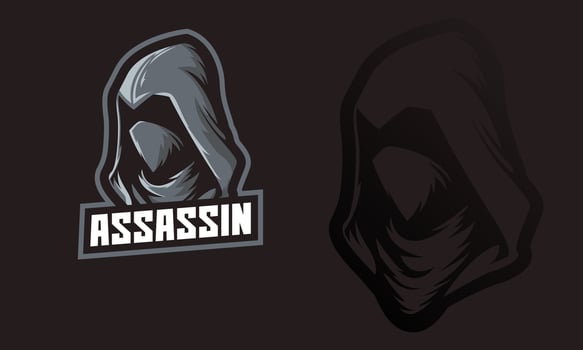 Assassin mascot logo, team logo, character logo, gaming logo. vector