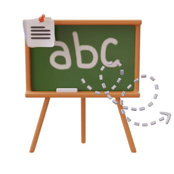 3D Education Concept Icon. Blackboard with Notes. Chalk letters. Curved Arrow. School Concept. Back to school. 3d render illustration png