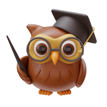 3D Education Concept Icon. Owl character in glasses and Mortarboard. Clever Bird Icon, education design, symbol of wisdom. Back to school. 3d render illustration png