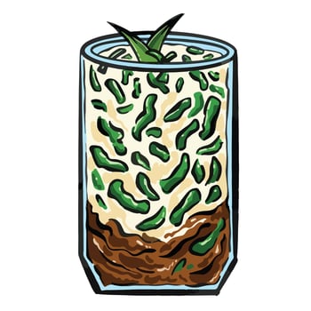 Es cendol Indonesian traditional dessert or beverage in glassware illustration isolated on square white background. Simple flat cartoon art styled drawing. vector