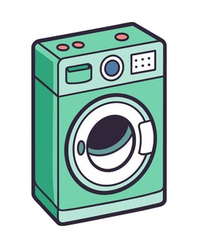 Hand drawn washing machine isolated on white. Cartoon style illustration. vector