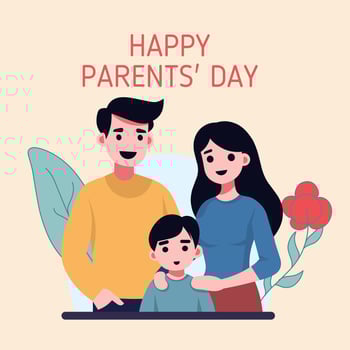 happy parents day, illustration, greeting card, for parents, to commemorate parents' day, made with flat design, vector