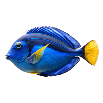 Blue Tang Surgeonfish isolated on a translucent background png