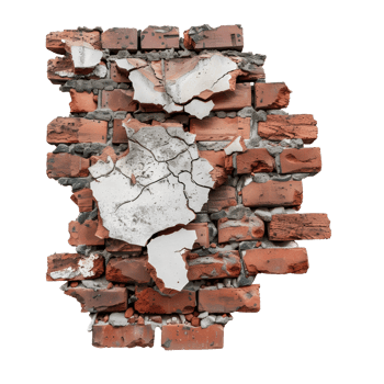 Broken brick wall on transparent background high-res 8K png