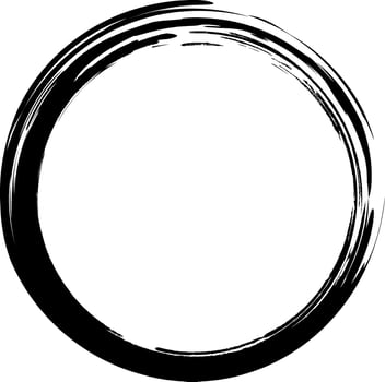Grunge circle frame. Grunge circle drawn with brush strokes. Circle drawn in ink. Grunge frame contains stains, scratches, cracks, unevenness and other elements that create a worn effect. vector