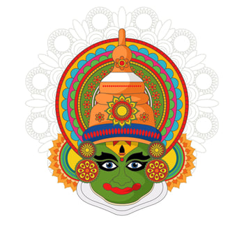 Kathakali Dancer Head For Happy Onam Festival Of Kerala India Mask vector