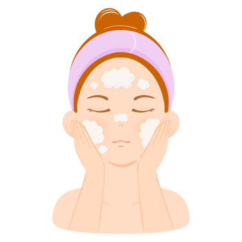 Cleanse the face with foam cleanser png