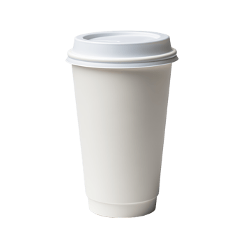 Disposable coffee cup with lid isolated on a transparent background. Concept of takeaway beverage and convenience. png
