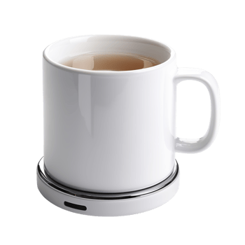 White Mug on Wireless Charger on Isolated Transparent Background png