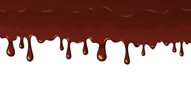 Illustration dripping brown chocolate isolated in white background. vector