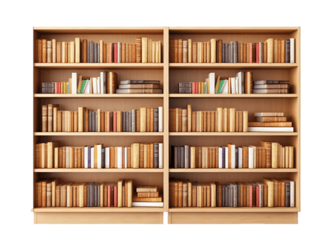Bookshelf isolated on white transparent background png