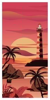 Sunset beach illustration vector
