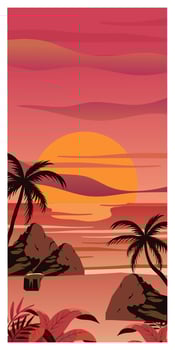 Sunset beach illustration vector