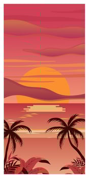 Sunset beach illustration vector