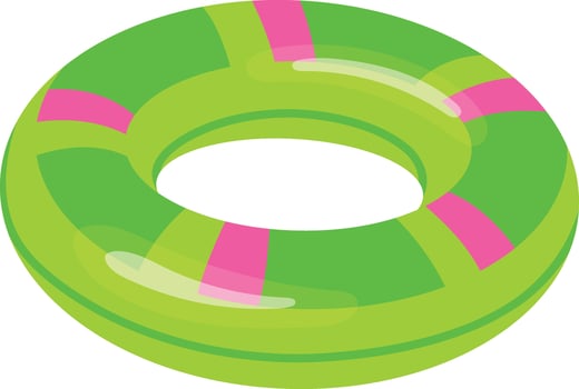 Illustration of Inflatable Ring on White Background. in Cute Cartoon Style. vector