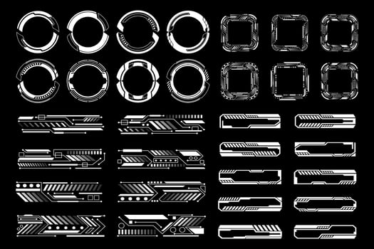 Set of Digital Interface Elements. Futuristic HUD Cyberpunk Ui Design Template vector