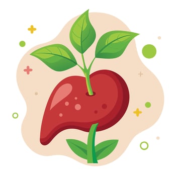 Organ day liver with a leaf sprouting illustration art vector