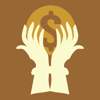 Hands holding dollar sign. Flat design. Illustration. vector