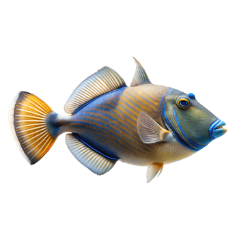 Bluethroat Triggerfish isolated on a transparent background png