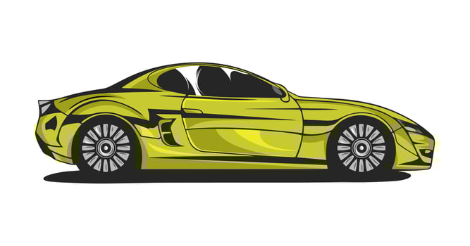realistic car illustration, green car side view isolated on white vector