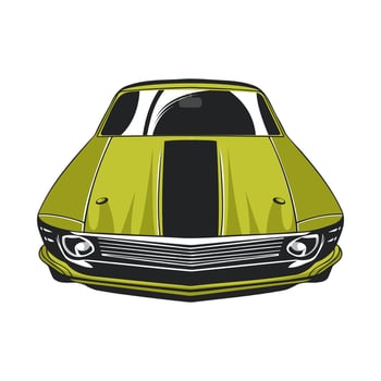 realistic vintage car illustration,car front view isolated on white vector