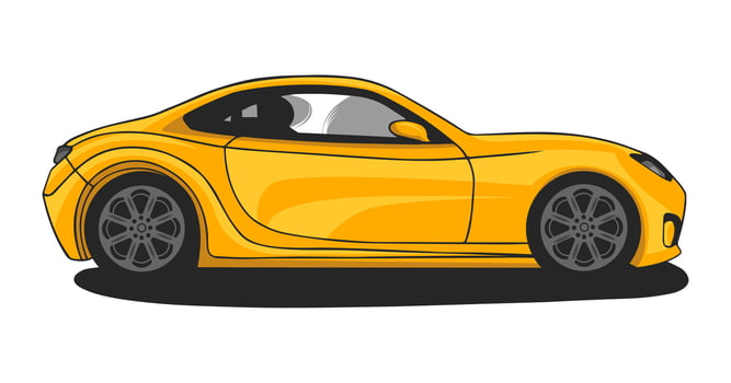 realistic car illustration, yellow car side view isolated on white vector