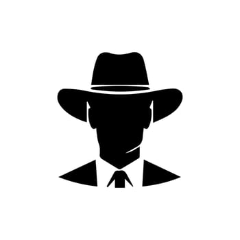 detective logo, silhouette of man wear hat vector