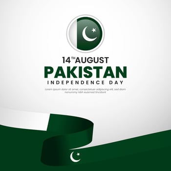 14th August happy independence day Pakistan with waving flag illustration design vector