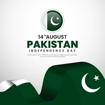 14th August happy independence day Pakistan with waving flag illustration design vector