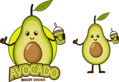 avocado cartoon mascot design vector