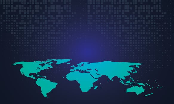 World map on dark blue background illustration. Eps 10. vector