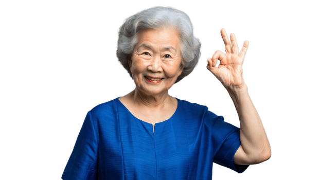 Smiling Senior Woman Making Okay Sign With Transparent Background png