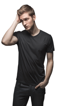 Young Man in Black T-Shirt and Jeans Posing Against Transparent Background png