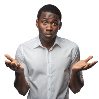Confused African American Man Gesturing With Both Hands Against Transparent Background png