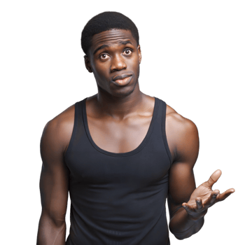 Young Black Man Wearing a Black Tank Top Looks Confused png