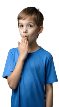 Young Boy Covering Mouth With Hand, Looking Surprised png