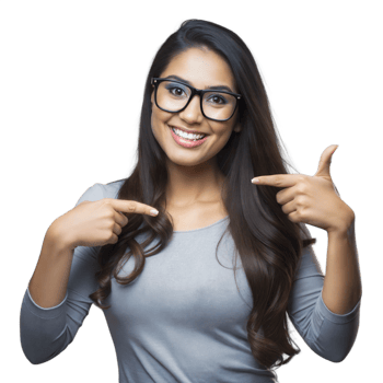 Smiling Woman Pointing at Herself png