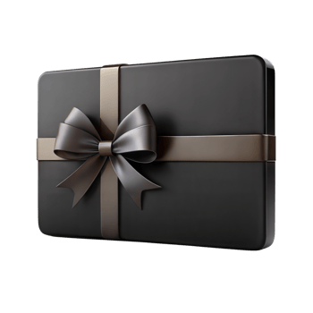Black Gift Box With Brown Ribbon and Bow png