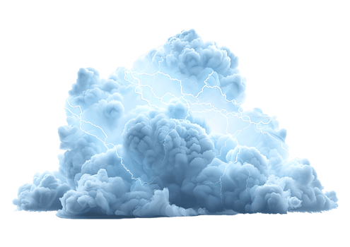 Dramatic Storm Clouds with Lightning. isolated on transparent background png