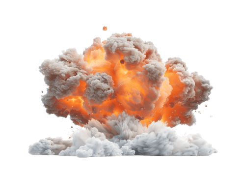 Powerful Explosion with Smoke and Fire. isolated on transparent background png