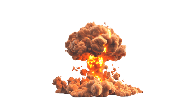 Fiery Explosion with Smoke and Fire. isolated on transparent background png