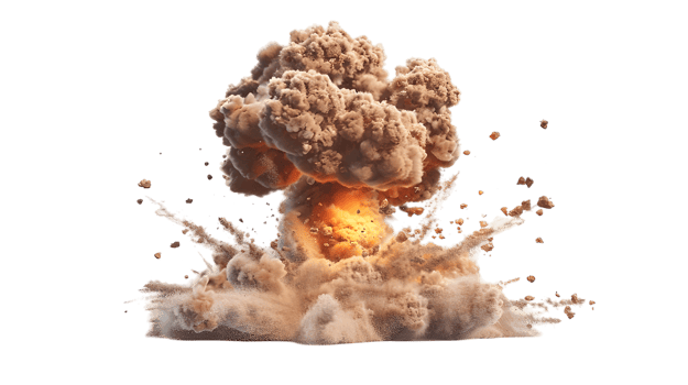 Powerful Explosion with Smoke and Fire. isolated on transparent background png