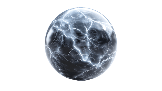 Abstract Sphere With Lightning Bolts. isolated on transparent background png