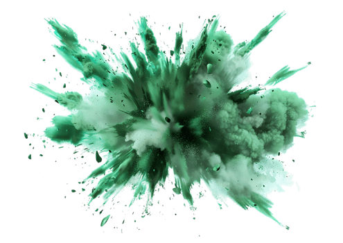 Abstract Green Explosion. isolated on transparent background png