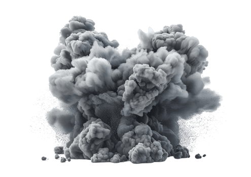 Dramatic Grey Smoke Explosion. isolated on transparent background png